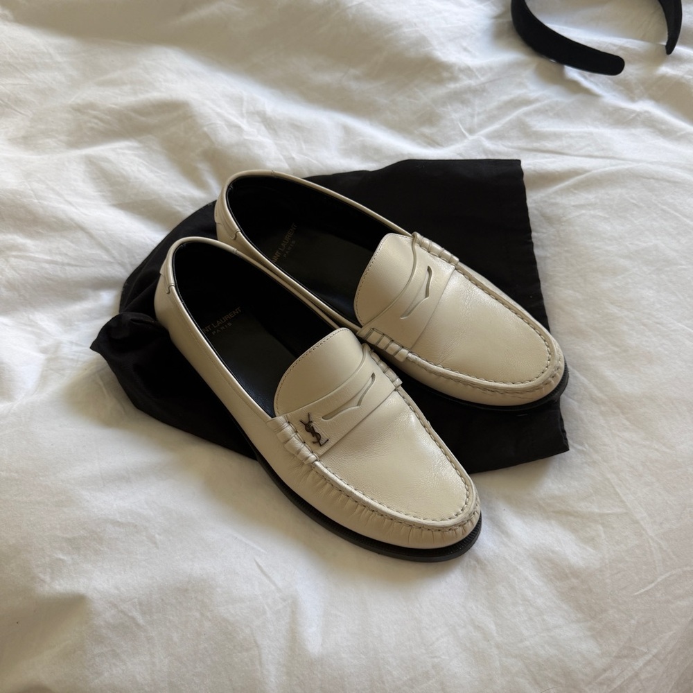 Saint Laurent White loafers with logo